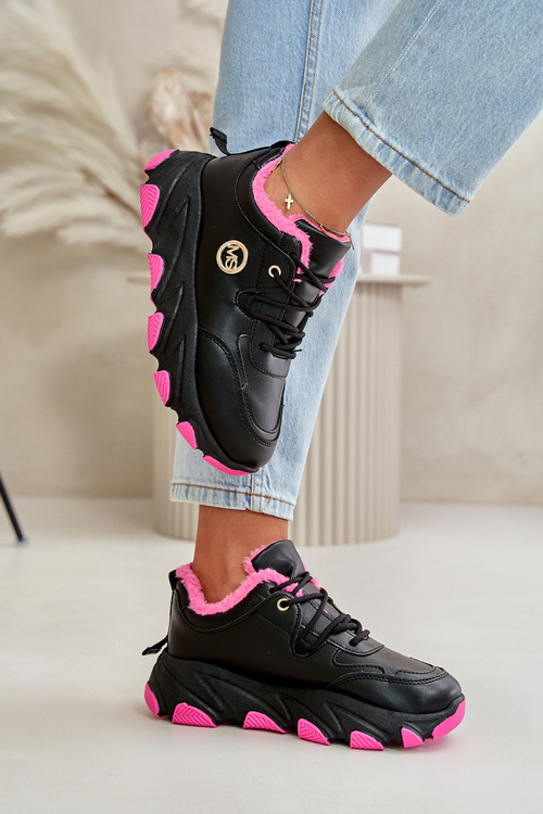 Zateplené Dámské Sportovní Boty Na Šněrování Na Platformě Černé Bialoa