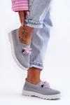 Dámské Slip-on Tenisky s Kameny Šedá Simple