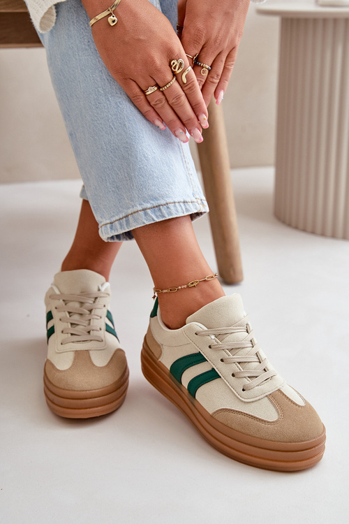 Dámské tenisky na platformě béžovo-zelené Nesonice