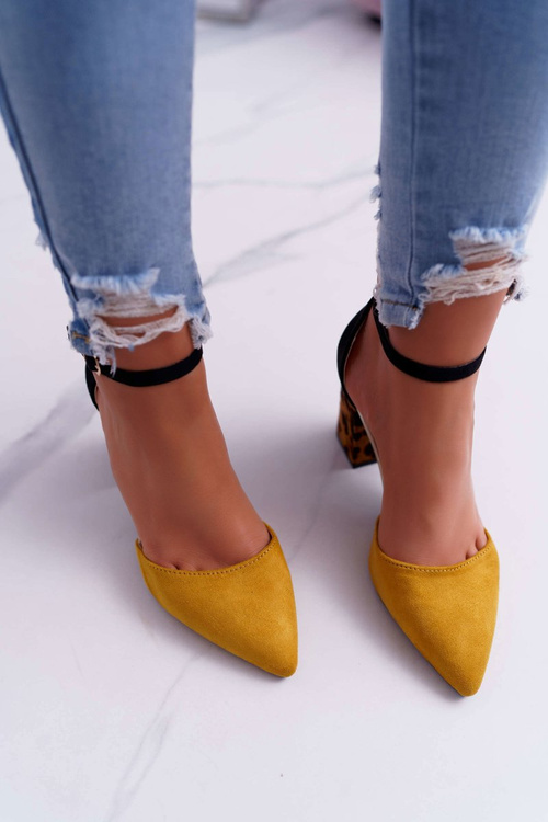 Dámské Lodičky Na Podpatku Leopardí žluté Ferri