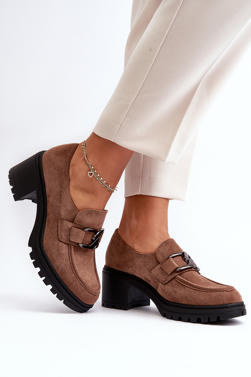 Semišové topánky na masívnom päte hnedej Finley