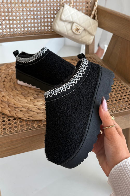 Dětské mládežnické sněhule s beránkovou kožešinou Černé Selathiel