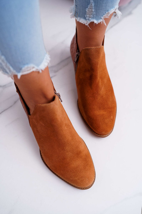 Dámské Kožené Boty Maciejka Camel Zvířecí Vzor 04091-29