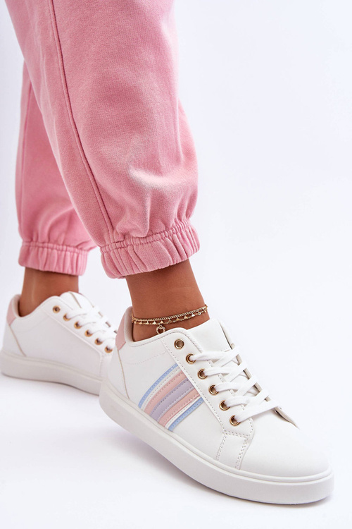 Kožené Dámské Sportovní Boty Bílo-Růžové Rilee