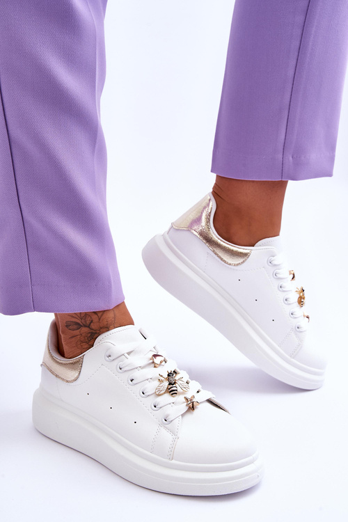Dámská sportovní obuv na masivní platformě bílé a zlato Chante