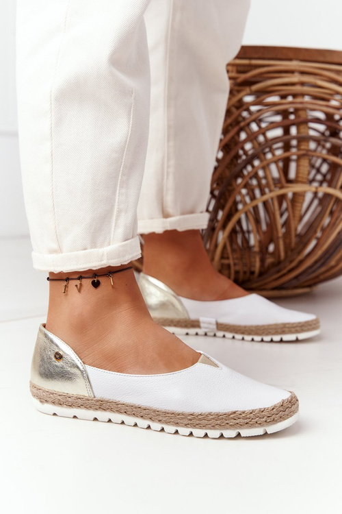 Maciejka kožené baleríny 05056-11 Biele a zlato