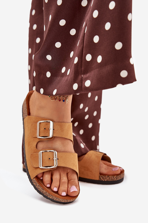 Dámske sandále na korkovej platforme s prackami Camel Livara