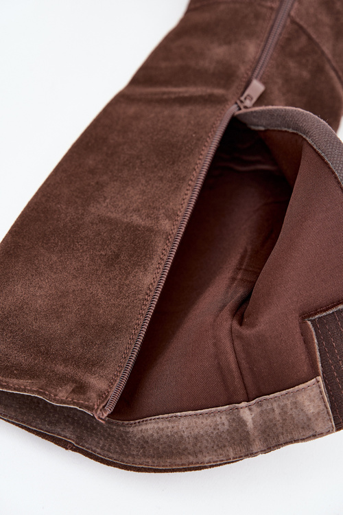 Semišové Kozačky Na Podpatku Zip Čokoládové Lissara