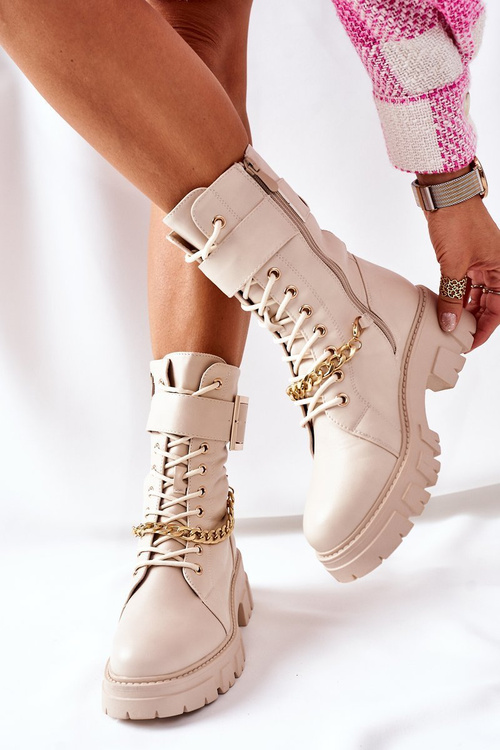 Béžové topánky s topánkami s reťazcom Tanaros