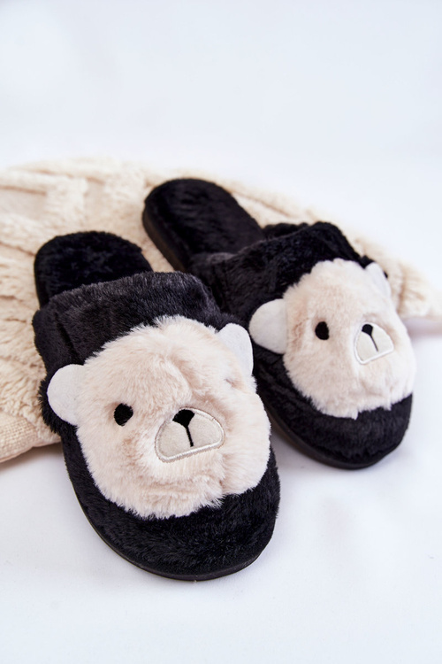 Dámské kožešinové pantofle s Teddy Black Solly