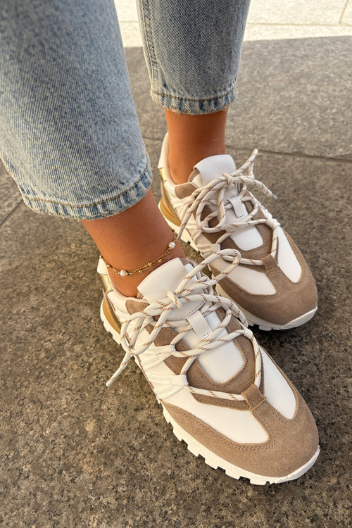 Kožené Polobotky Sneakers Dámské Artiker 56C1738 Bežovo-Zlaté