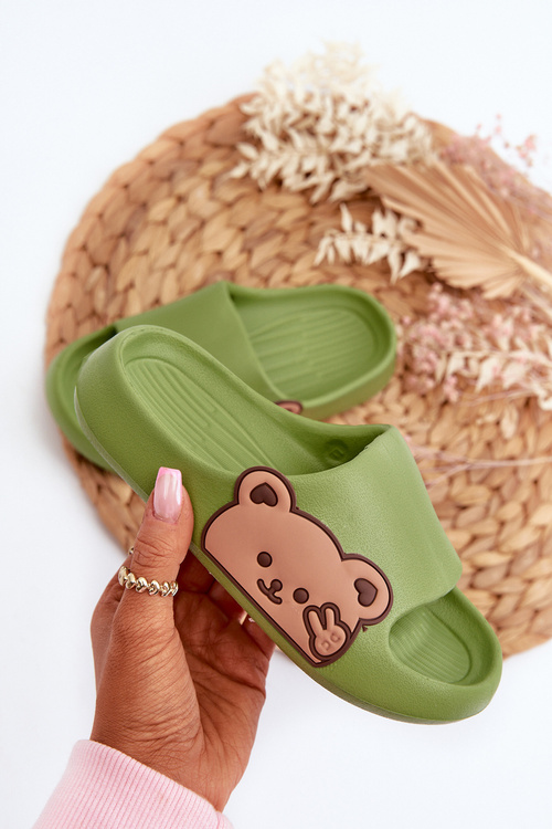 Lehké Pěnové Žabky S Medvídkem Zelené Reliéf