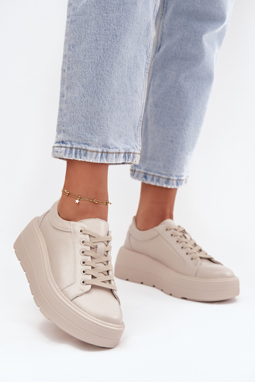 Kožené tenisky na masívnej platforme béžové Sylvessa