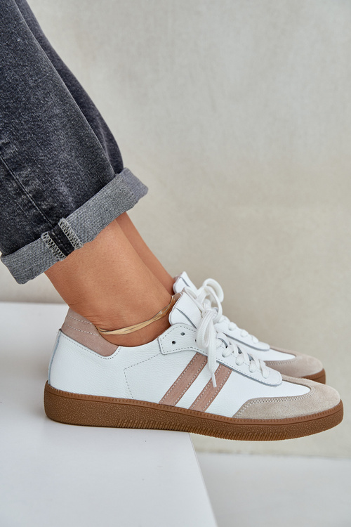 Zazoo N1068 Kožené Nízké Sneakersy Dámské Béžové