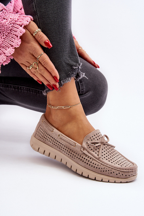 Dámske mokasíny s mašľou béžové Reece