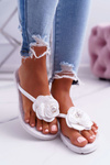 Dámske flip -flops flip -flops biely kvet leskli elenda