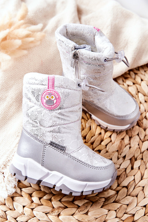 Dětské zateplené sněhule se zipem Stříbrná a bílá Laoth