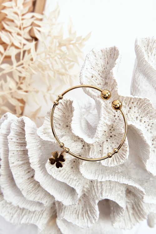 Dámsky oceľový oceľový náramok Clover Gold