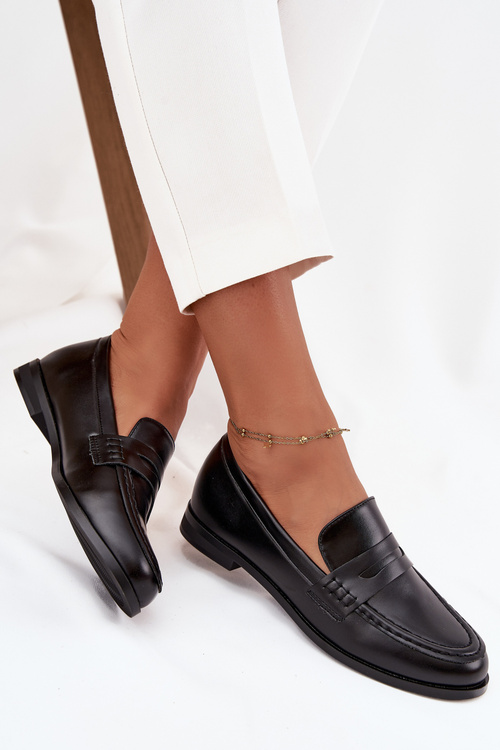 Mokasíny Loafers Dámske Z Eko Kože Čierne Bessina