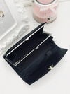 Large Women's Black Trendy Wallet Gold Zipper