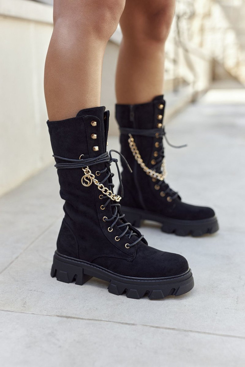 Dámské Vysoké Kotníkové Boty kozačky Černé Villes