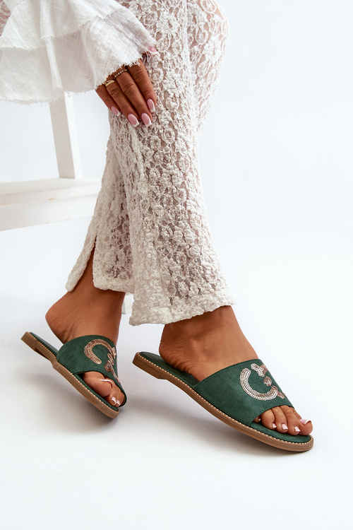 Dámské Ploché Žabky S Cekulemi S.Barski KV27-052 Zelené