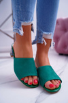 Elegantné ženské žabky na blok Green Valencia Suede Block