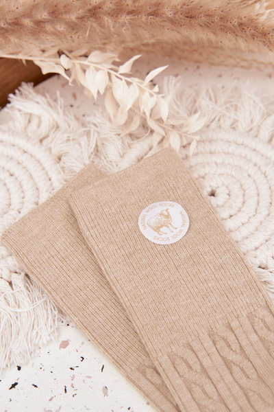 Dlhé vlněné dámske pančuchy béžové