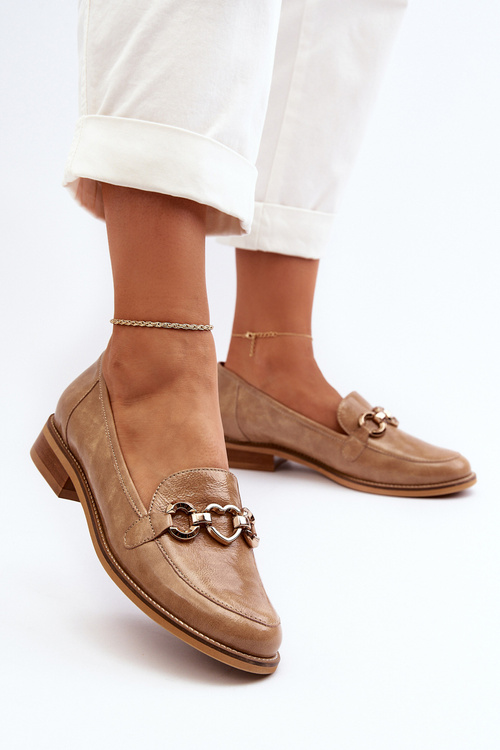 Kožené dámske lakované mokasíny Laura Messi 2760 hnedé