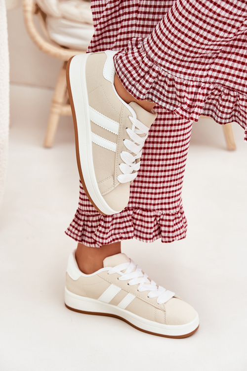 Dámské Sportovní Boty Sneakersy Z Eko Kůže Béžové Ravina