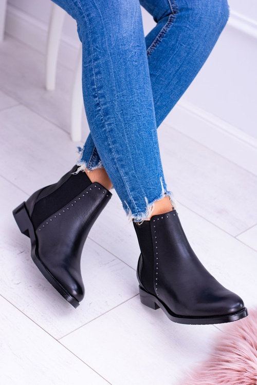 Kožené topánky s veľkou hviezdou Black BB274611