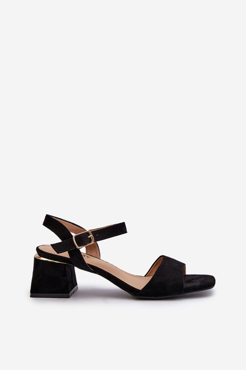 Dámské sandály na podpatku z eko semiše černé Leisha