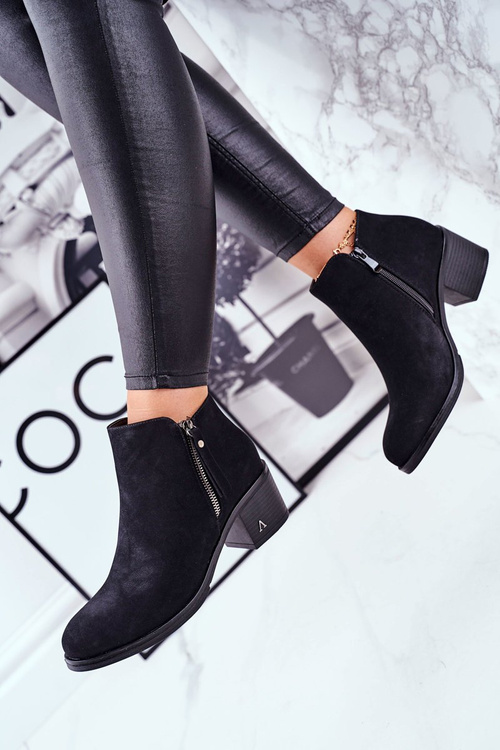 Dámské Kotníkové Boty Na Podpatku Černé Blanche