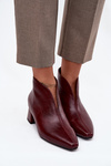 Eko Kožené dámské kotníčkové boty na podpatku Bordó Rylina