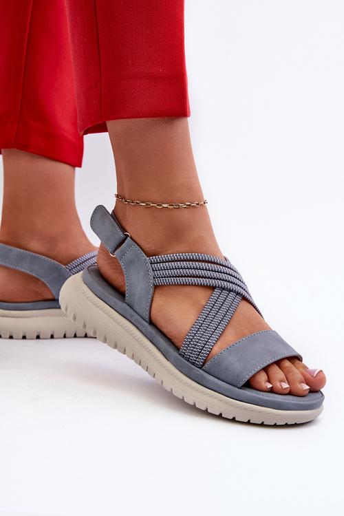 Lehké Dámské Pohodlné Sandály Na Suchý Zip Modré Ceclea