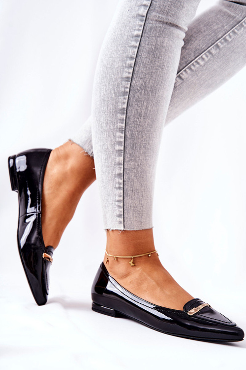 Kožené Lakované baleríny Monnari 0160-020 černá