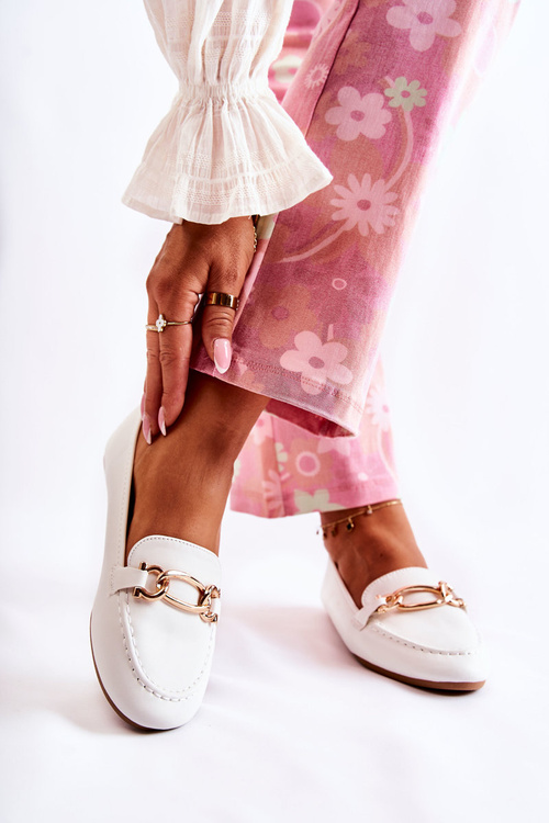 Kožené mokasíny S Dekorací Bíle Millario