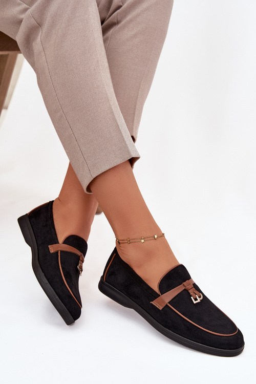 Mokasíny Loafers Ženy Z Eko Semiše Čierne Darwen