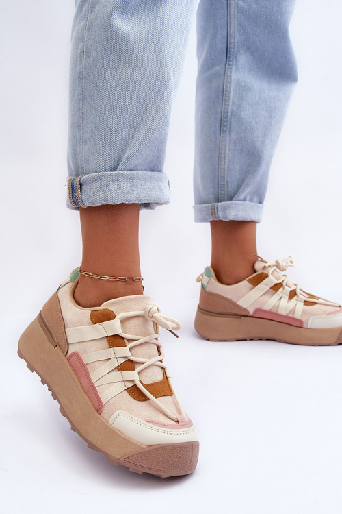 Dámske semišové športové topánky na platforme Beige Rohan