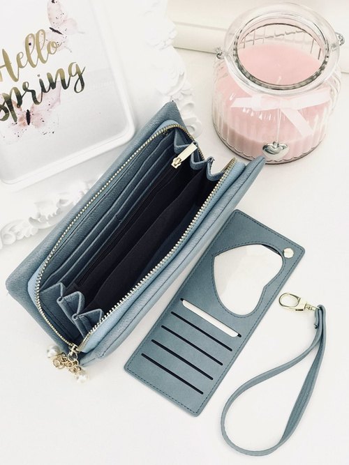 Large Women's Black Trendy Wallet Gold Zipper