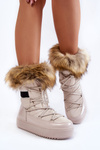 Dámske snehové topánky s kožušinovým čipkou -béžový shannon