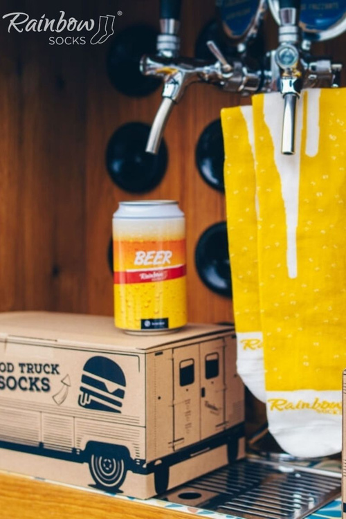 Sada Food Truck Socks Box Beer Burger 3 páry