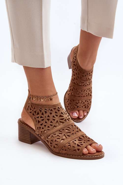 Průsvitné sandály na podpatku hnědé Serapina