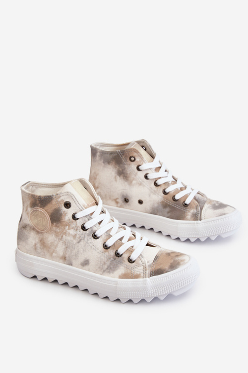 Dámska vysoká hviezda LL274047 Biele a zelené tenisky