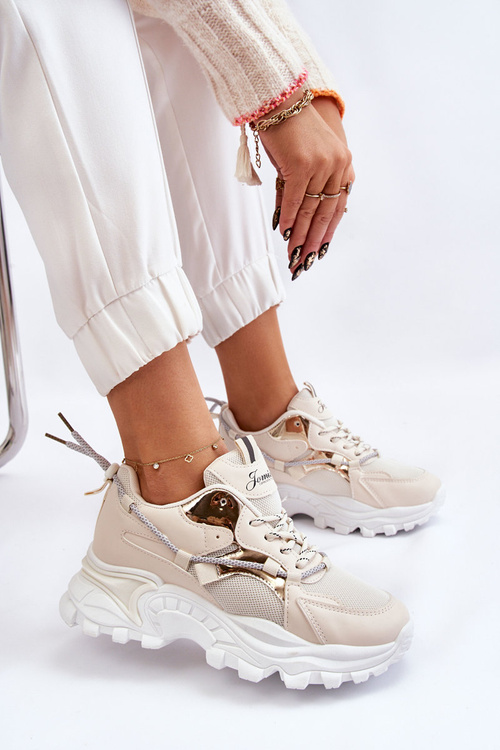 Dámske šupky športovej obuvi na platforme Beige Minea