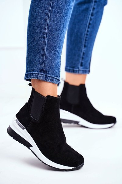 Dámská Sportovní Obuv Kožené Cerné 21-7781