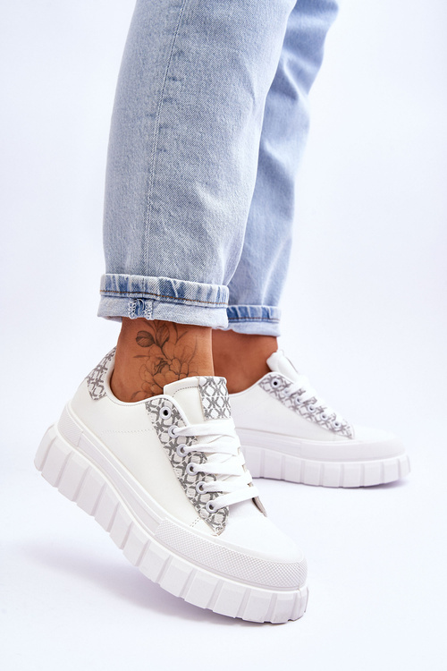 Dámské kožené tenisky na platformě bílé Alison