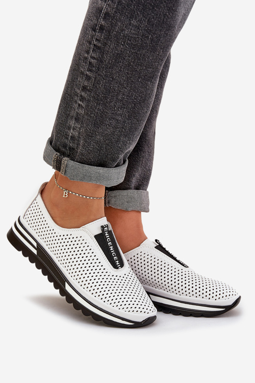 Dámske Poltopánky Z Prírodnej Kože S.Barski LR51-672 Biele