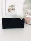 Large Women's Black Trendy Wallet Gold Zipper