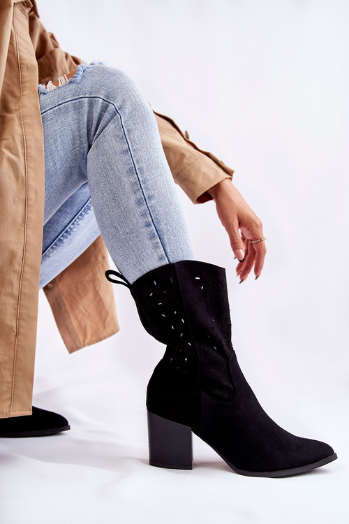 Dámske semišové topánky s čiernymi kvetmi Ariane